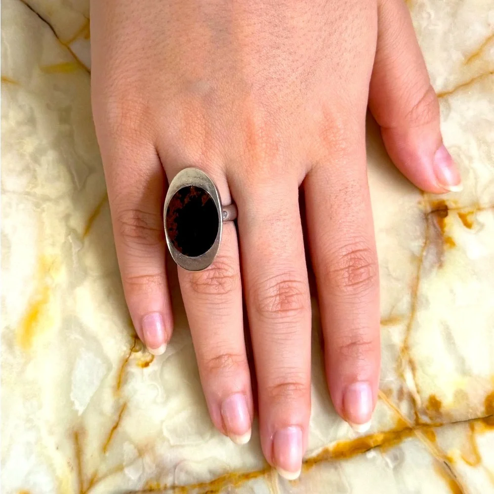 Elegant 925 silver real stone ring